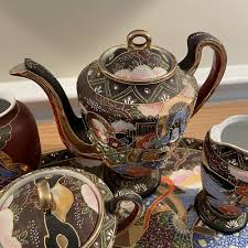 Vtg 10 pcs Japanese Porcelain Ceramic Satsuma Moriage Dragon Ware Tea Set | eBay