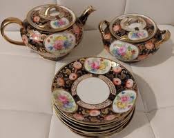 RARE Vintage Nippon White Porcelain Hand Painted Floral Tea & Dessert Set - Etsy