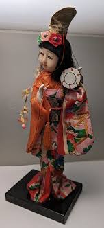 Vintage Japanese Nishi Silk Kimono Geisha Doll On Wooden ...
