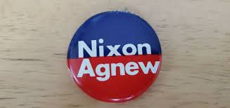 Nixon Agnew Pin Red and Blue White Text Political Politic ...