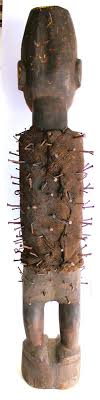 HUGE 43" VINTAGE AFRICAN CARVED SCULPTURE Nkisi Nkonde Power ...