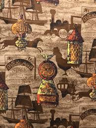 Vtg Cotton Fabric 60s Horse Buggy Rooster Ships Boats Medium Weight 44x3y+24" | eBay