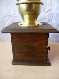 ANTIQUE P & D WOOD TIN HOPPER COFFEE GRINDER Table Box ...