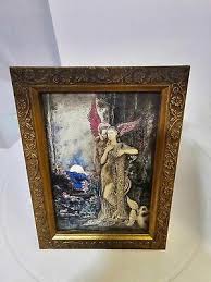Vtg Framed Tabletop Art Print tapestry Style by Gustave Moreau glass & wood- F2 | eBay