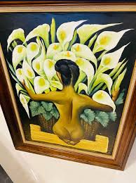 Large Painting Inspired By Diego Rivera's “Nude With Calla Lillies”