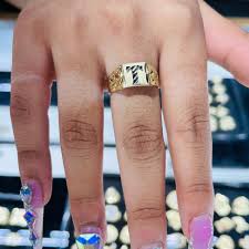 10K Gold Square Initial Ring (medium) – Candy Jewelers