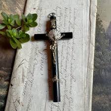 Antique Italian Wooden Crucifix Memento Mori Skull & Crossbones Black and Silver Colored Pendant - Etsy UK