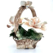 Vintage Capodimonte White Roses Flower Basket Made in ...