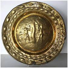 Large Northern European Baroque Adam and Eve Brass Repousse ...