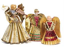 3 Nuremberg Gold Foil Angel, 1 Angel With Wax Head/