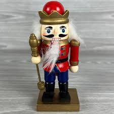 Vtg Wooden Nutcracker King Red Uniform Christmas Holiday Decor 4.75"H Used | eBay