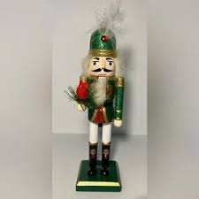 Holiday | Green Gold Wooden Holiday Nutcracker Holding A Red ...