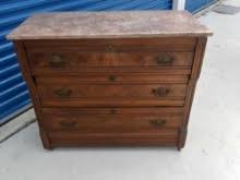 Antique 3 drawer marble top dresser, solid | Proxibid