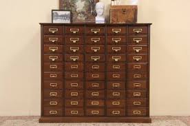 Oak 1900 Antique 50 Drawer File Cabinet, Brass Pulls