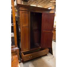 Antique Armoire with Shield Mirror and Check Pattern Inlay