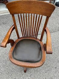 Antique English Solid Oak 1920 Desk Chair 23w38h Shipping is ...