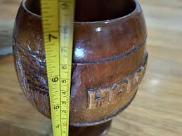 Vintage Carved Wood Teak Pedestal Goblet Tiki Hut By ...