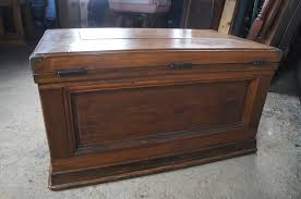 Antique American Pine & Brass Carpenters Tool Chest Blanket Storage Trunk | Chairish