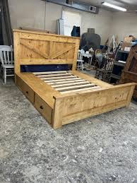 King Size Farmhouse Bed With Underneath Storage - Etsy