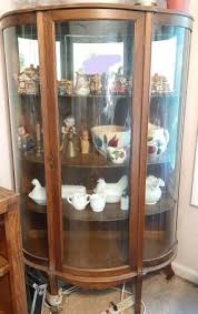 ANTIQUE OAK CONCAVE CURVE GLASS CHINA CABINET - antiques - by owner - collectibles sale - craigslist