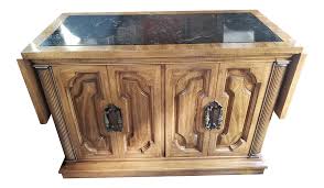 1960s Solid Wheeled Walnut Flip Top Server Bar Cabinet ...