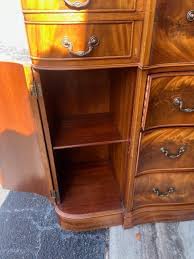 1920s Antique Mahogany Secretary Chippendale Style Bookcase | Chairish