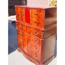 Ebert Furniture Antique Mahogany Dresser w/ Leather Front - AptDeco