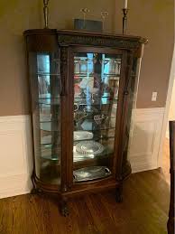 Antique Curio Cabinet with Rounded Glass Front — Empty Your Nest
