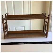 1930s Oak Double Wall Shelf with Turned Spindle Sides and Plate Rack. For Sale at Ruby Lane