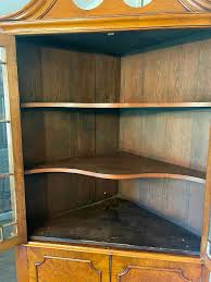 19th C. English Georgian Walnut Burl Corner Cabinet | Chairish