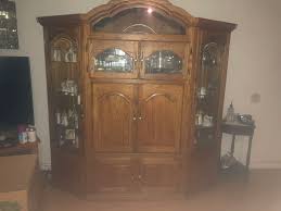 Large Oak China Cabinet With Storage(contents Not Included)
