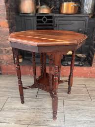 Antique Walnut Victorian Arts & Crafts Octagonal Side Table ...