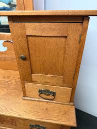 Vintage Victorian Style Oak Hat Box Dresser + Mirror | Chairish