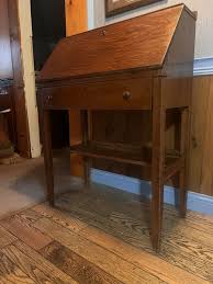 Victorian Oak Wood Drop Front Secretary Desk with Bookshelf | eBay