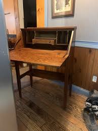 Victorian Oak Wood Drop Front Secretary Desk with Bookshelf | eBay