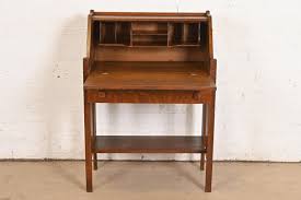 Limbert Style Antique Mission Oak Arts and Crafts Drop Front Secretary Desk For Sale at 1stDibs