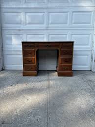 Stunning Vintage Leather Top Desk, Mahogany Executive Desk, Sligh Lowery Desk | eBay