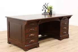 Victorian Antique Quarter Sawn Oak 6' Office or Library Desk