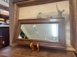 Vintage Wood Framed Wall Mirror | Chairish