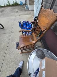 ELEGANT ANTIQUE HAND CARVED WOOD PRESSED BACK ROCKING CHAIR ...