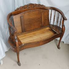 Bargain John's Antiques | Quarter Sawn Oak Loveseat Bench ...