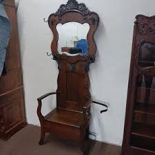 Antique Oak Hall Tree \ Shipping is Not Free - Etsy