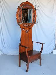 Bargain John's Antiques | Antique Oak Hall seat - original finish - Beveled Mirror - Bargain John's Antiques