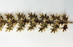 1960s Gold Tone Leaf Botanical Statement Bracelet Jewelry — Canned Ham Vintage