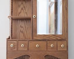 Vintage Wooden Recessed Mirrored Cabinet With Shelves ...