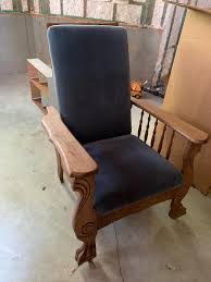 RARE MORRIS CHAIR Recliner 4 Positions Golden Oak Carved ...
