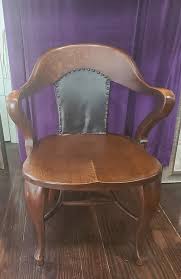 Art Nouveau Quarter Sawn Oak Chair With Leather Insert, Ca ...