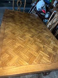 Heavy Oak Parquet Dining Table 6 Chairs