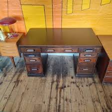 Antique 1920s Oak Pedestal Desk - Etsy