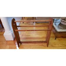 Vintage Farmhouse Country Oak Blanket Stand | Chairish